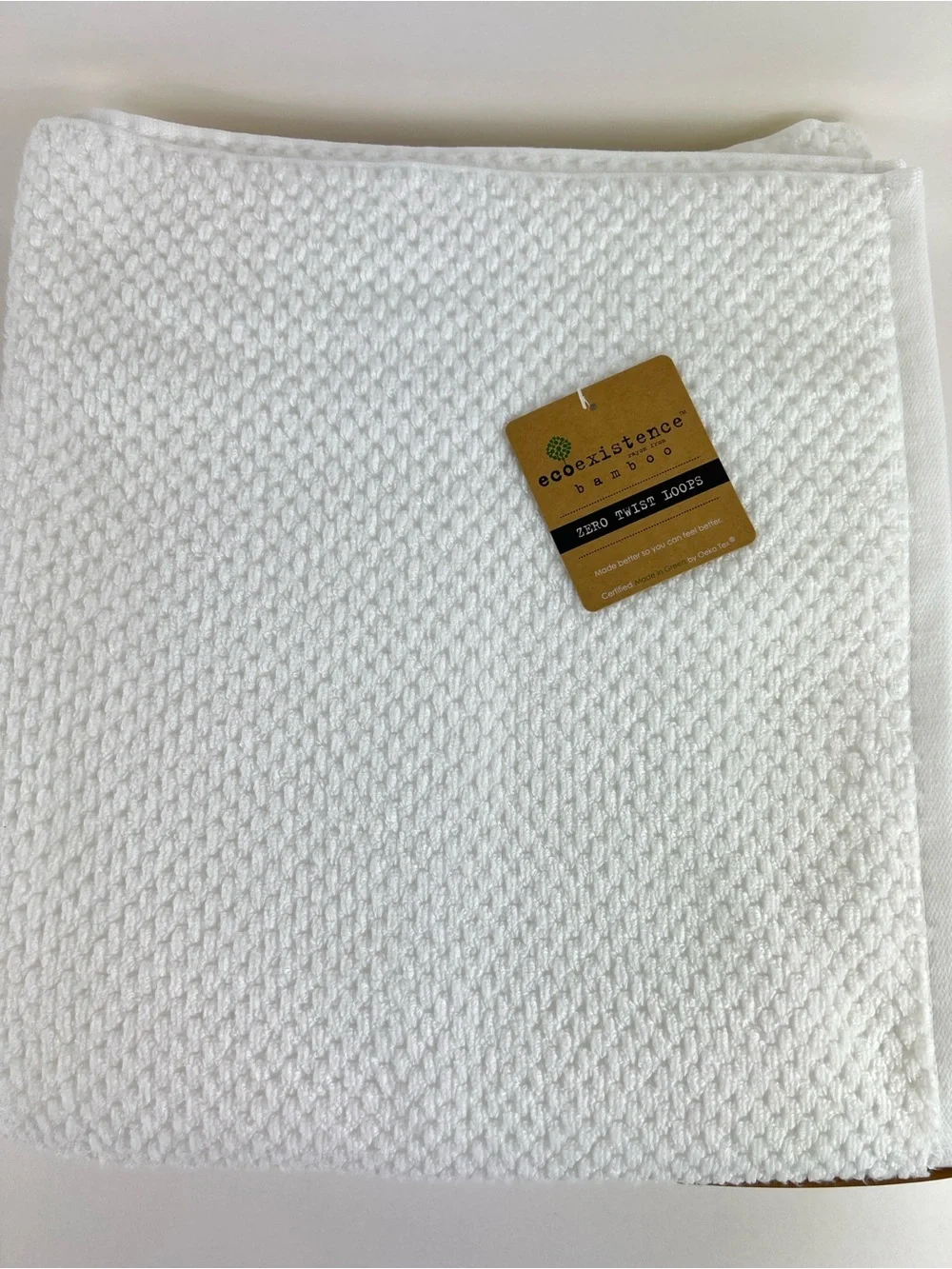 Ecoexistence Bamboo Bath Towel Set White Zero Twist Loops Soft Textured 8 Pc NEW